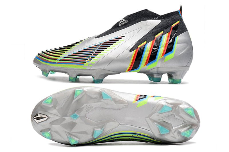 Adidas Predator Edge+ FG – Argent Métallique Noir Jaune Solaire - FootXPert