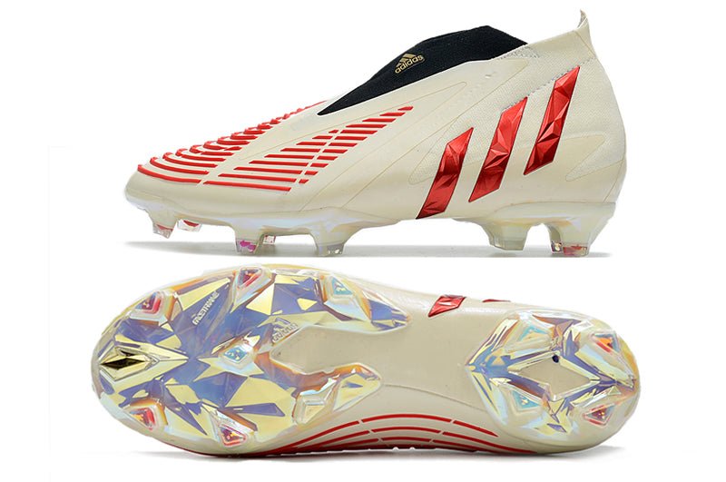 Adidas Predator Edge+ FG – Off Blanc Rouge Vif Or Métallique - FootXPert