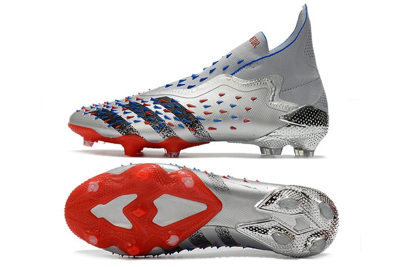 Adidas Predator Freak+ FG – Argent Métallique Noir Équipe Bleu - FootXPert