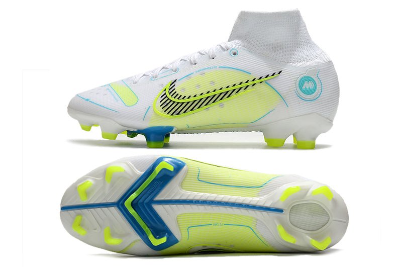 Nike Mercurial Superfly 8 Elite FG – Blanc Jaune Bleu - FootXPert