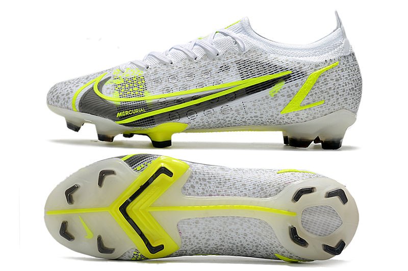 Nike Mercurial Vapor 14 Elite FG – Silver Safari – Blanc Noir Argenté Jaune Fluo - FootXPert