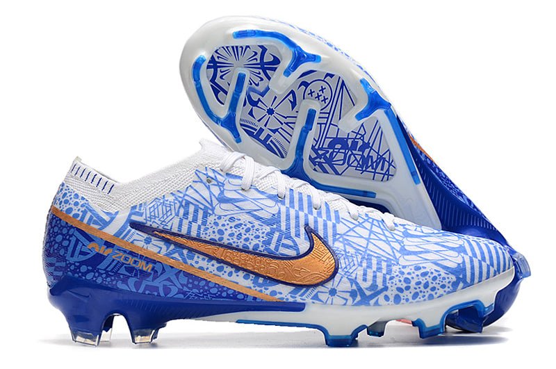 Nike Mercurial Vapor 15 Elite FG – Blanc Bleu Or - FootXPert