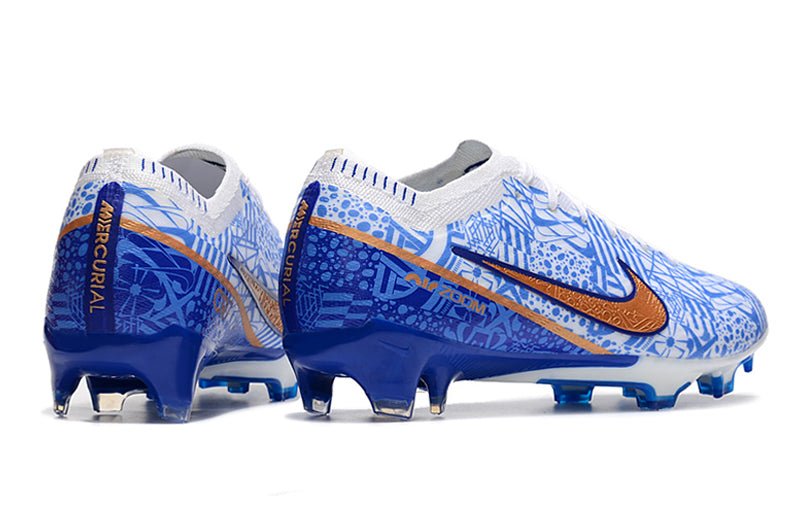 Nike Mercurial Vapor 15 Elite FG – Blanc Bleu Or - FootXPert