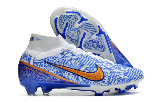 Nike Mercurial Superfly 9 Elite SG – Blanc Bleu Or - FootXPert